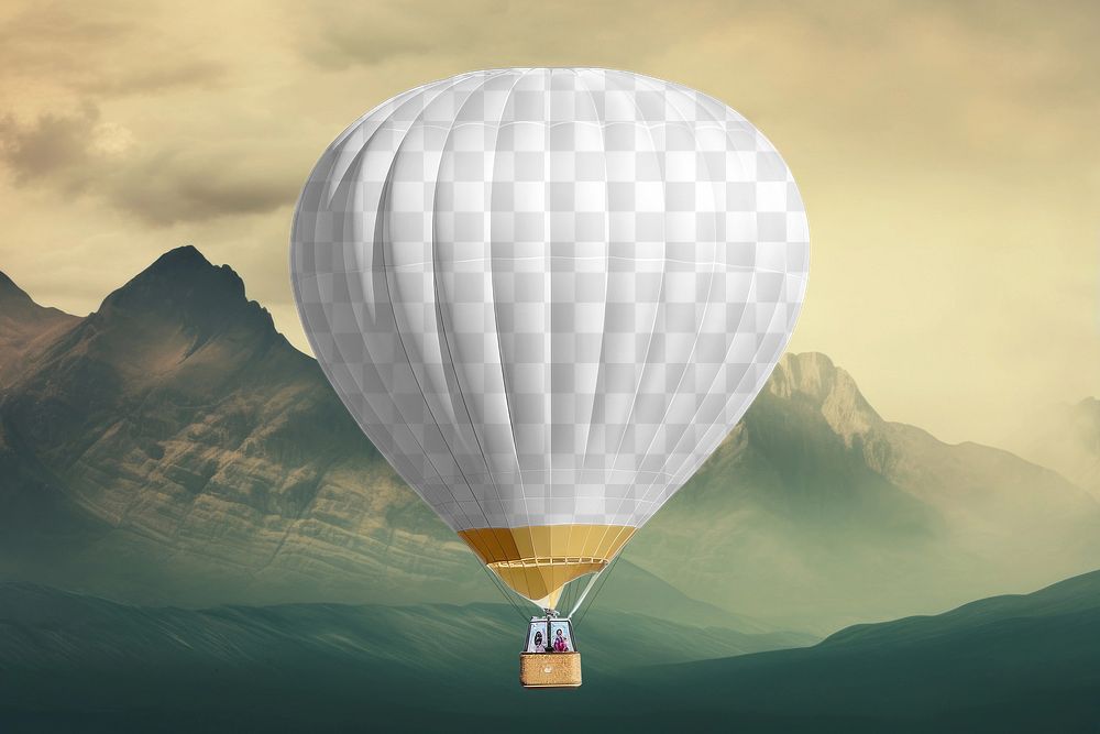 Hot air balloon png mockup, transparent design