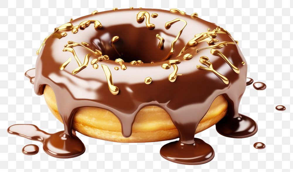 PNG 3d render of donut dessert food cake.