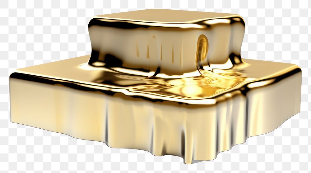PNG 3d render of podium metal gold white background.