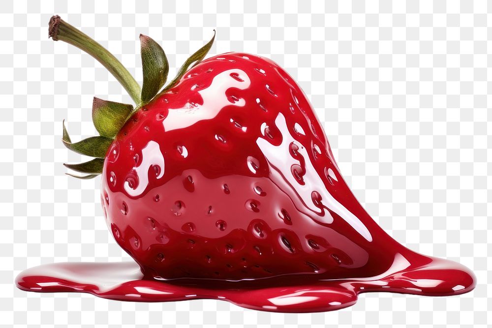 PNG 3d render of strawberry fruit plant food.