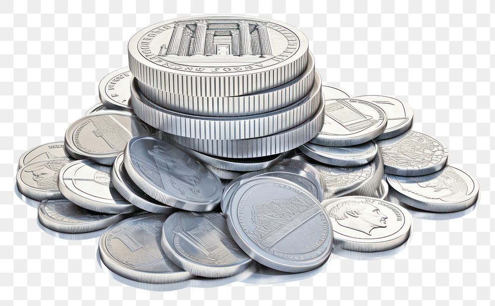 PNG Coin finance silver money.