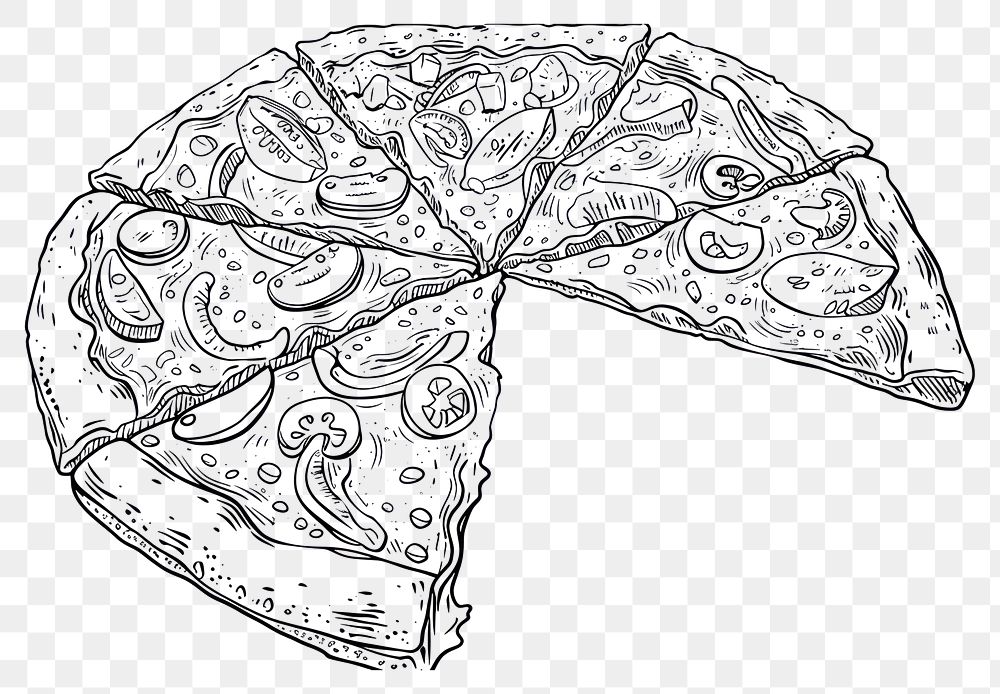 PNG Pizza drawing doodle sketch.