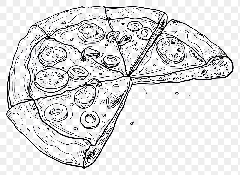PNG Pizza drawing doodle sketch.