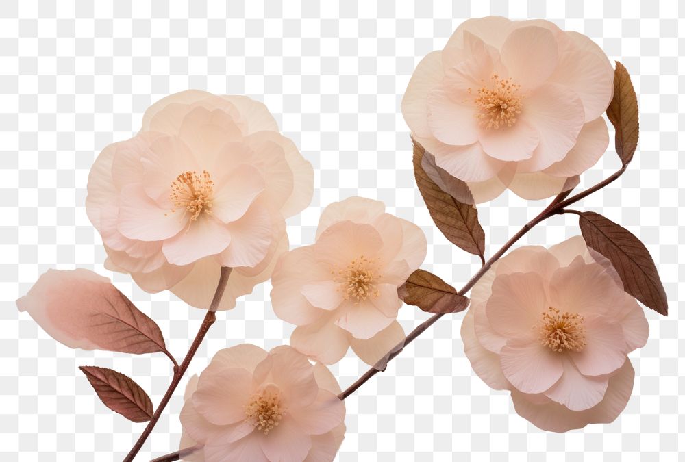 PNG  Real pressed camellia flowers blossom petal plant.