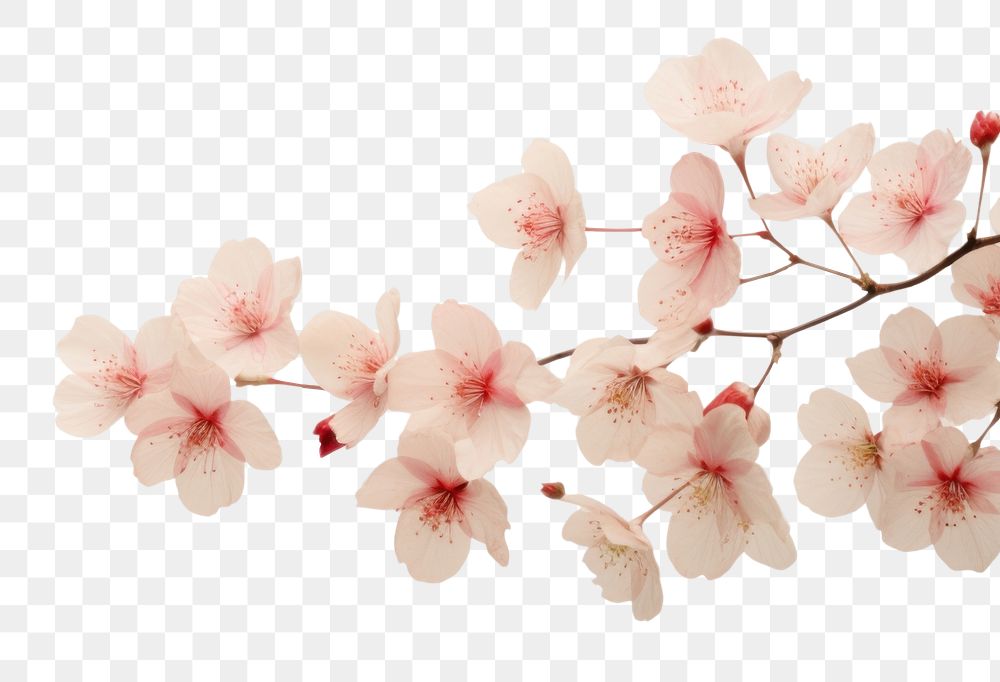 PNG  Real pressed cherry blossom flowers plant inflorescence copy space.