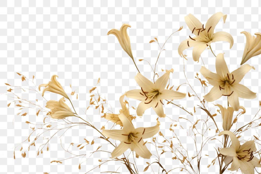 PNG  Real pressed lilies flower plant art.