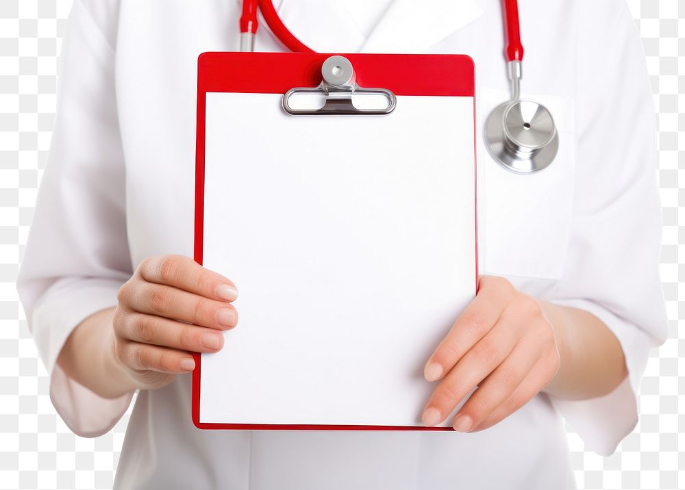 PNG Nurse holding white background stethoscope.