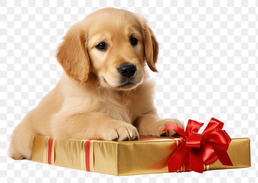 PNG Giftbox puppy mammal animal.