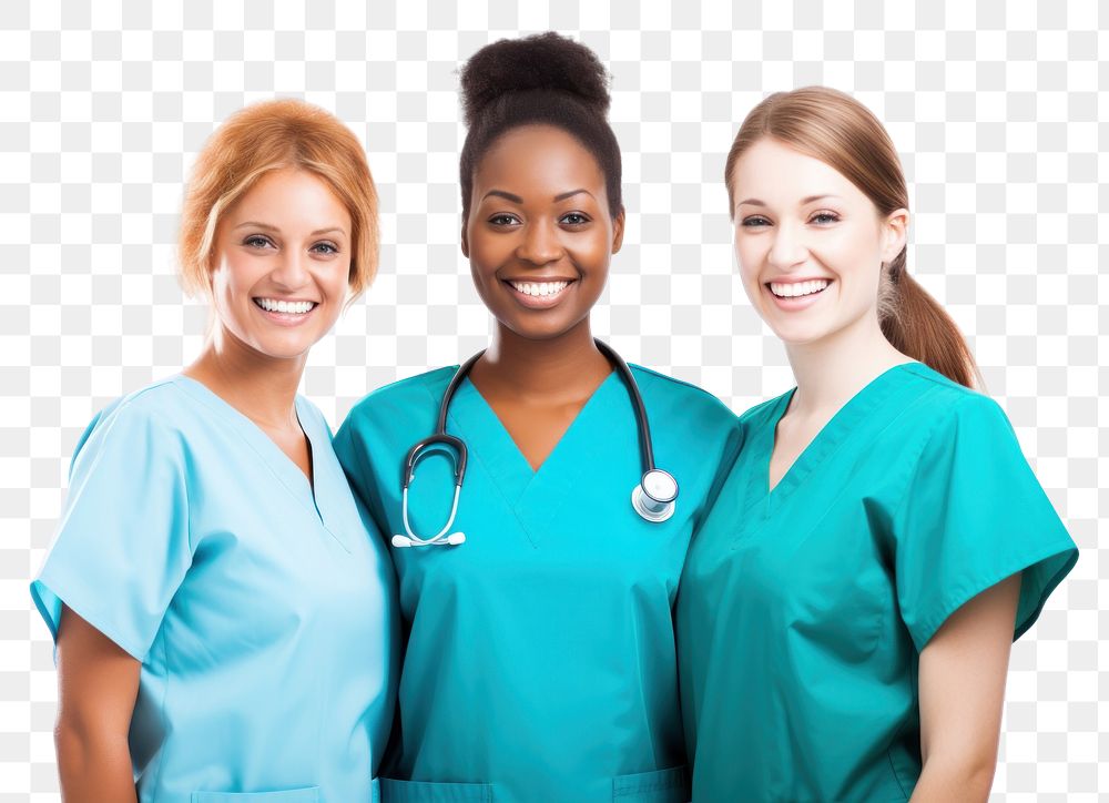 PNG Nurses adult white background togetherness.