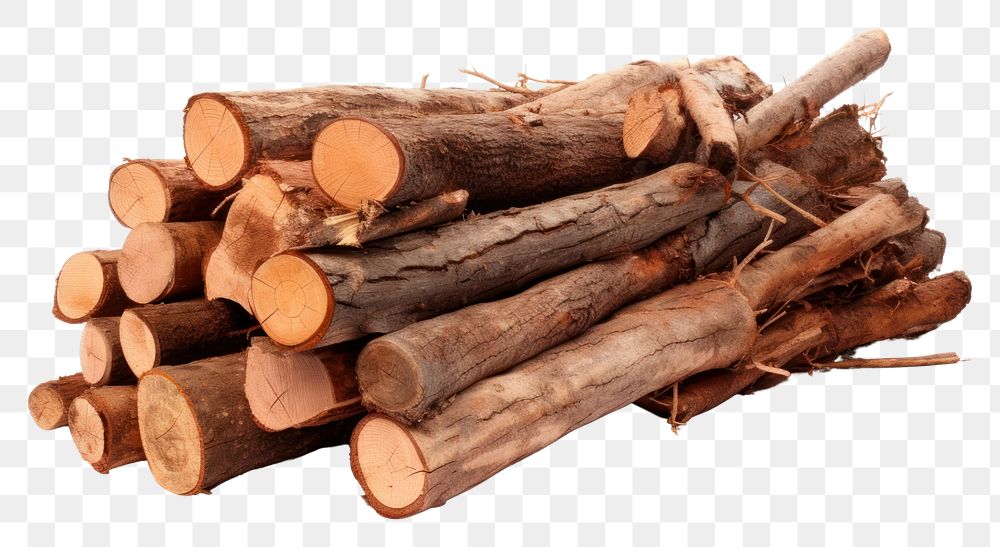 PNG Firewood log driftwood lumber white background.