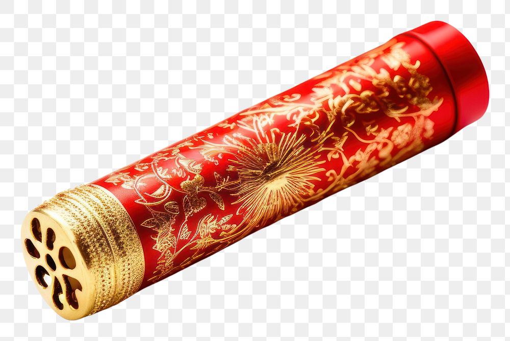 PNG Beautiful chinese firecracker gold red white background.