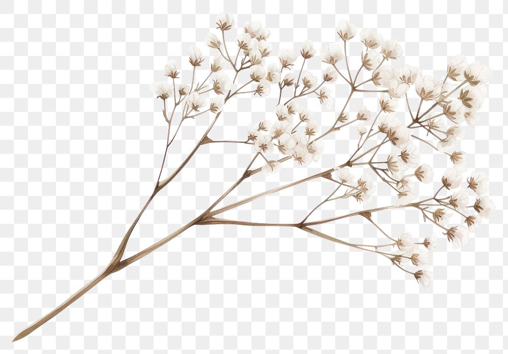 PNG Gypsophila branch flower plant white.
