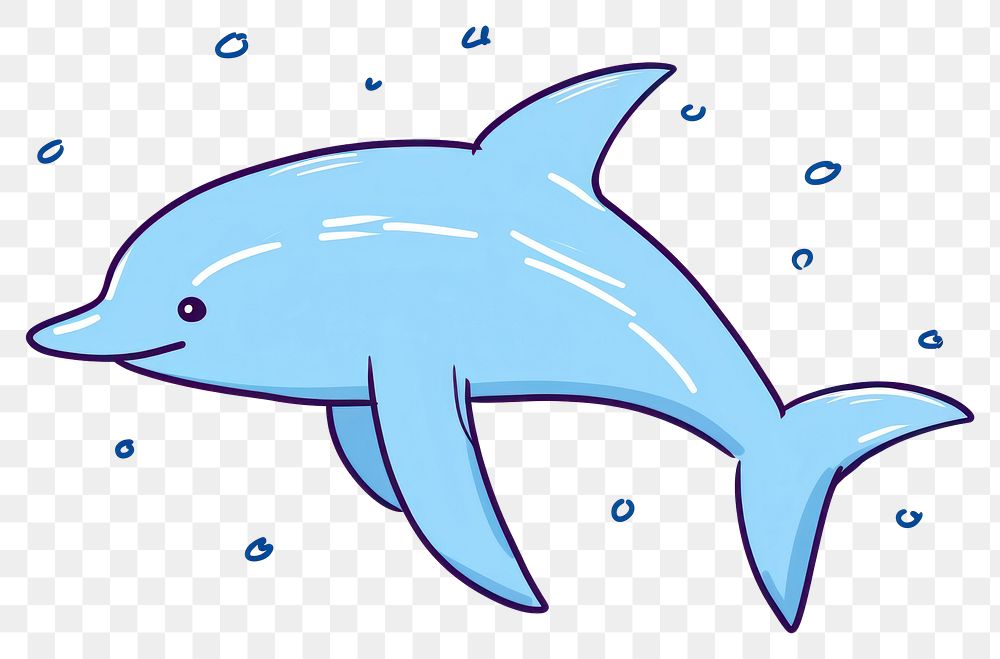 PNG Dolphin swimming cartoon animal.