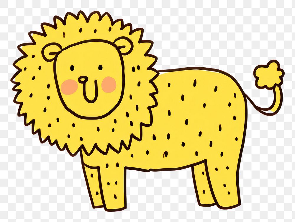 PNG Doodle illustration of lion cartoon animal mammal.