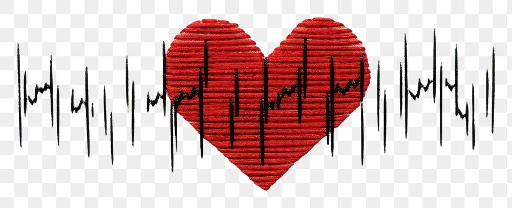 PNG A heart with heart beat EKG graph embroidery pattern creativity.