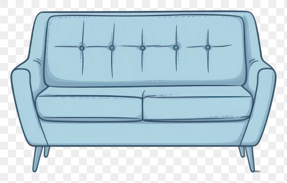 PNG A blue sofa icon furniture drawing chair.