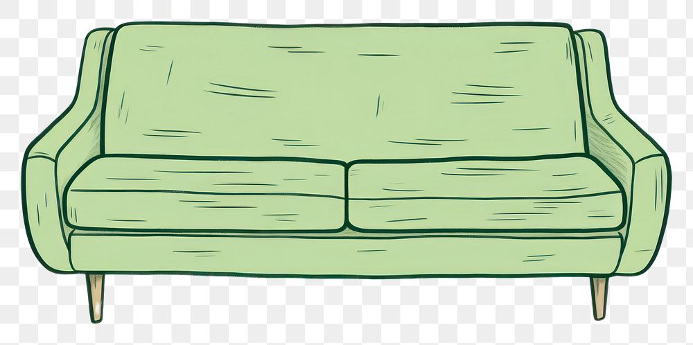 PNG A green sofa icon furniture cushion drawing.