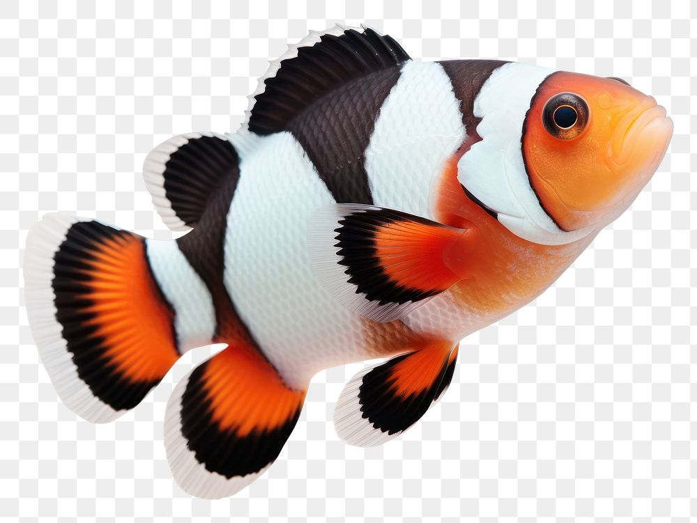 PNG Black clownfish animal white background pomacentridae. AI generated Image by rawpixel.