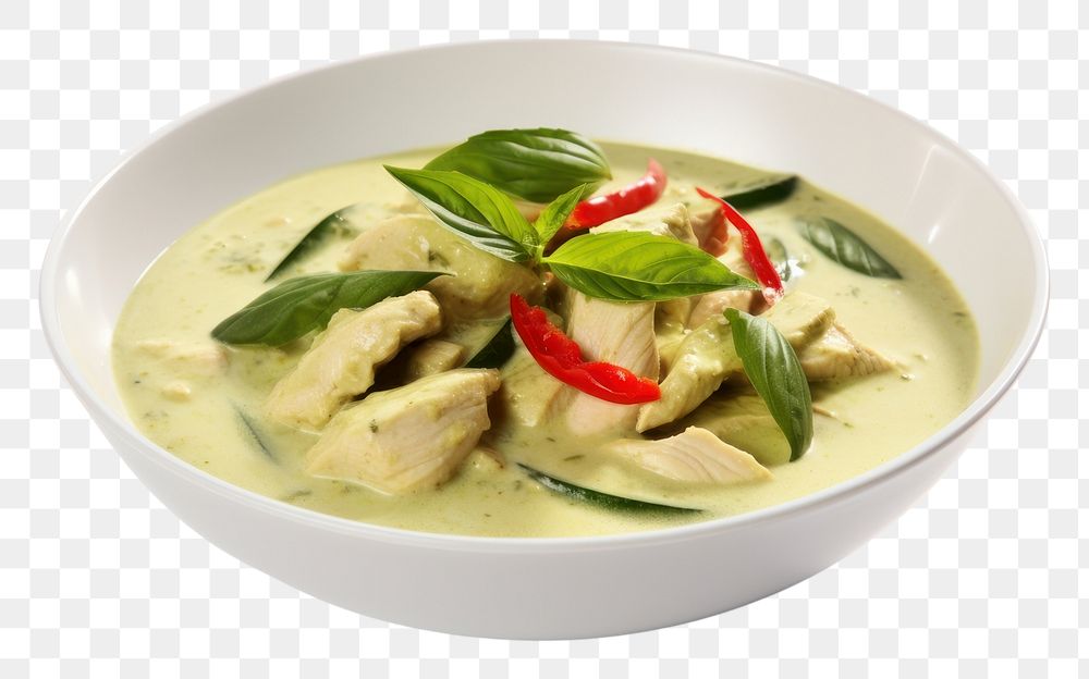 PNG Thai green curry plate food meal.