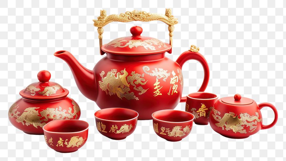 PNG Chinese Teapot Set teapot porcelain pottery.