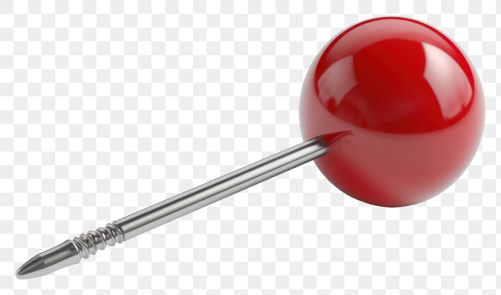 PNG 3d render of single push pin logo white background lollipop sphere.