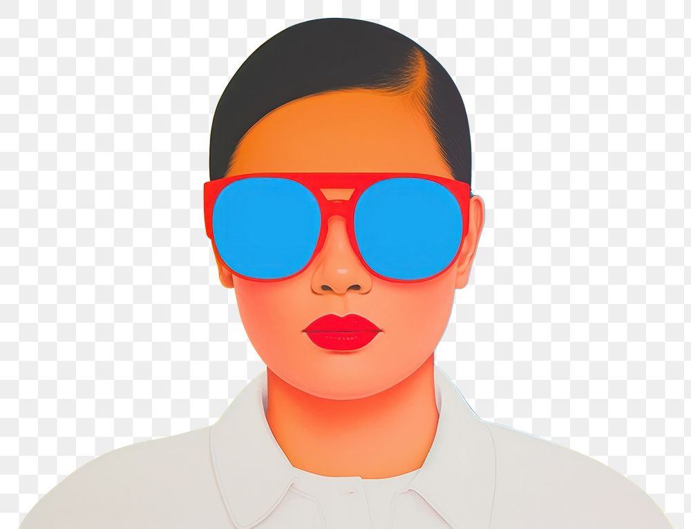 PNG  Woman wearing a sun glasses sunglasses portrait art.