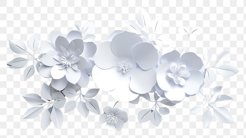 PNG White paper flowers plant accessories creativity.