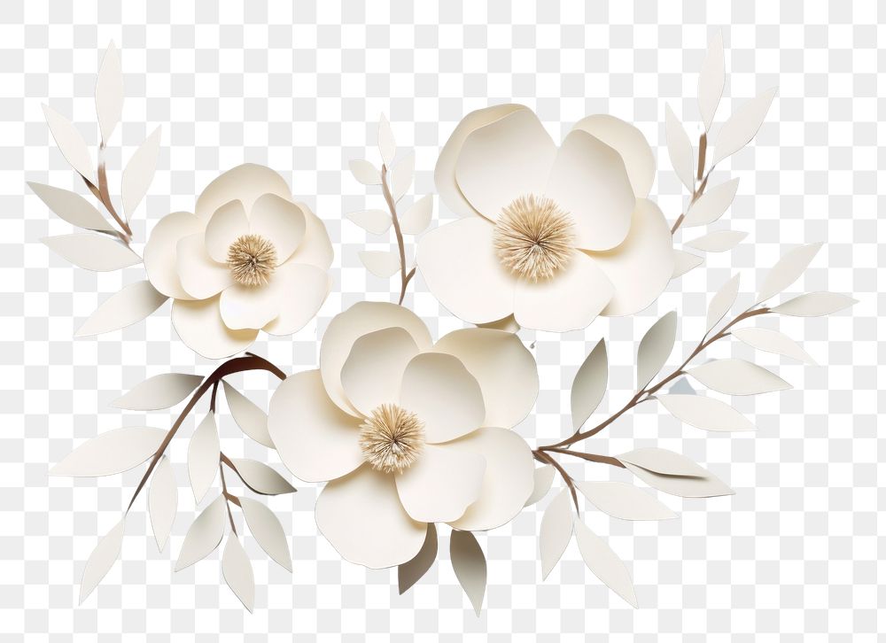 PNG White paper flowers plant art inflorescence.
