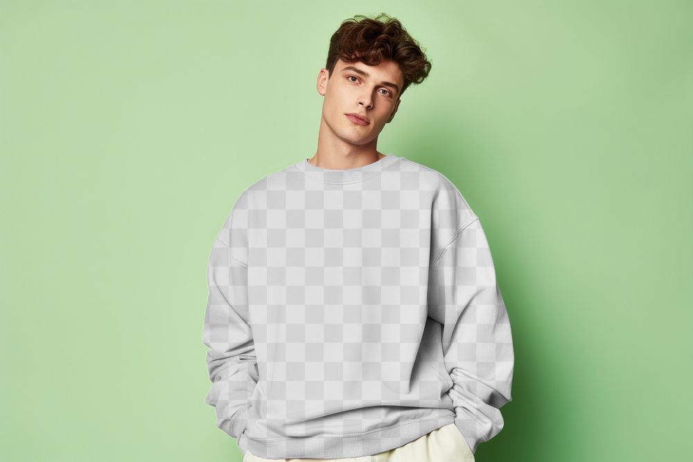 Men's sweater png mockup, transparent design