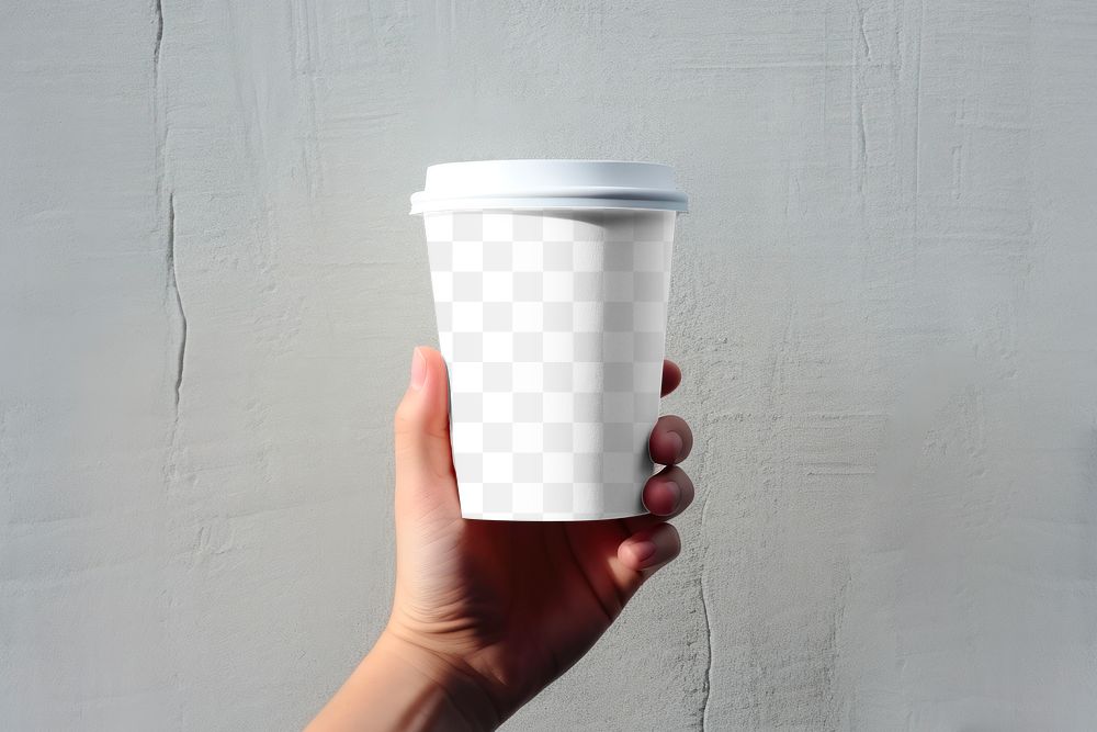 Disposable coffee cup png transparent mockup