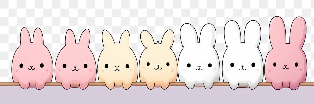PNG Rabbit in a row animal mammal white background. AI generated Image by rawpixel.