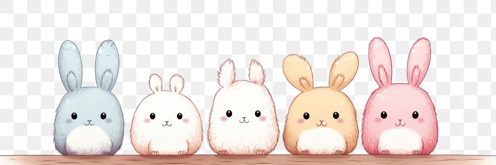 PNG Rabbit in a row animal mammal cute. AI generated Image by rawpixel.