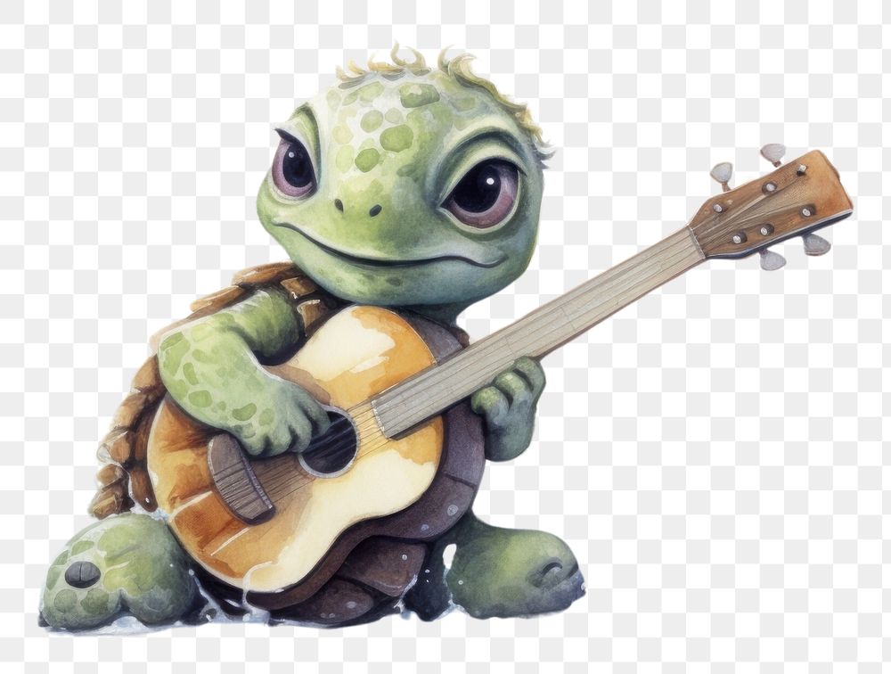 PNG Baby turtle amphibian drawing guitar. 