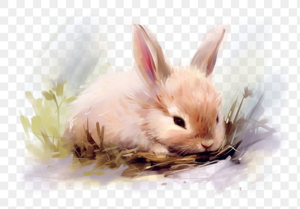 PNG Cute baby bunny drawing animal rodent. AI generated Image by rawpixel.