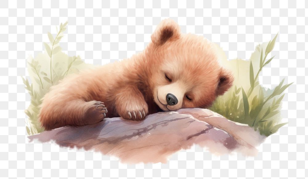 PNG Cute baby grizzy bear wildlife drawing mammal. AI generated Image by rawpixel.