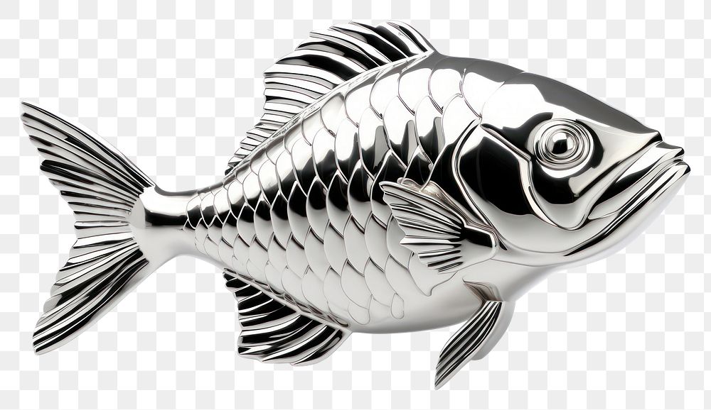 PNG Fish Chrome material animal white background monochrome.