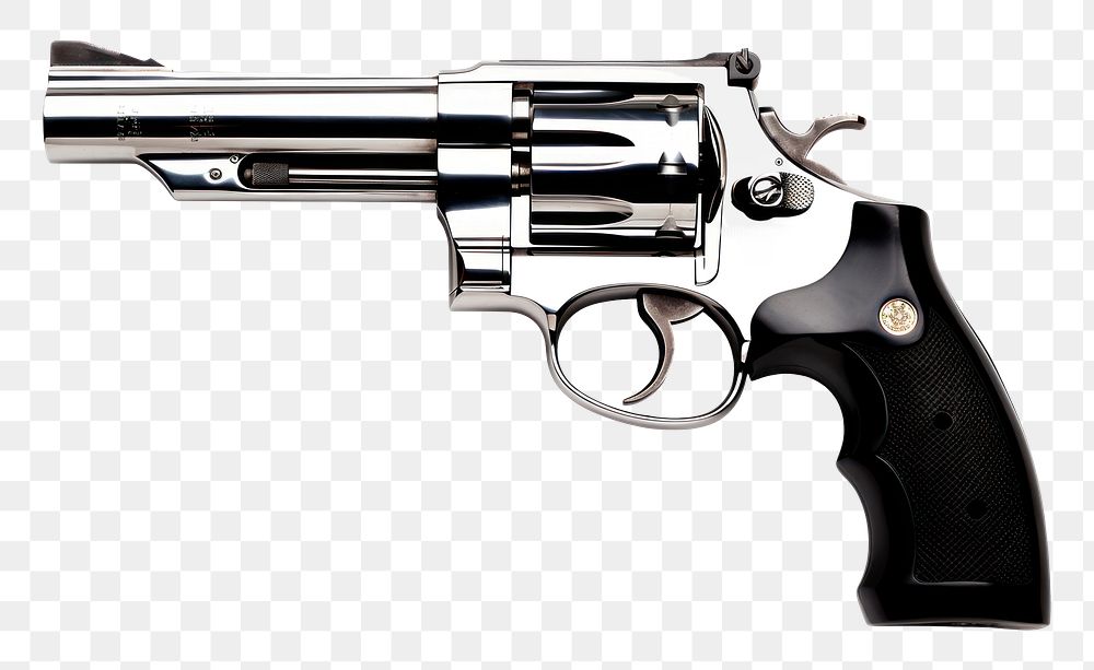 PNG Revolver Chrome material handgun weapon white background
