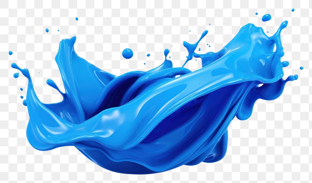 PNG Blue paint splash 3d cartoon white background splattered simplicity.