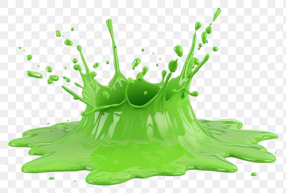 PNG Green paint splash 3d cartoon white background splattered splashing.