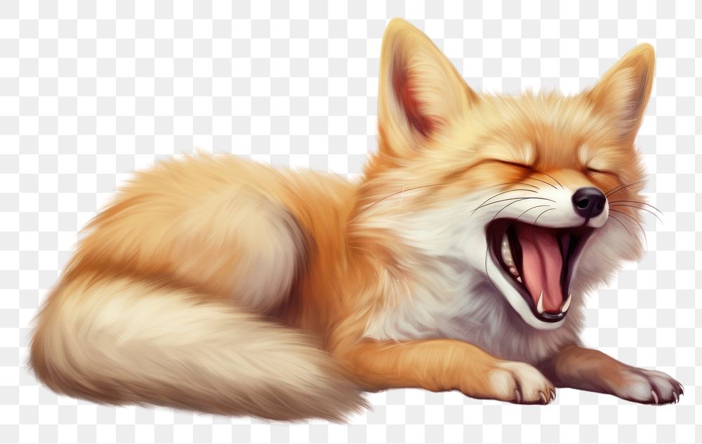 PNG  Fox yawn fox mammal animal. AI generated Image by rawpixel.