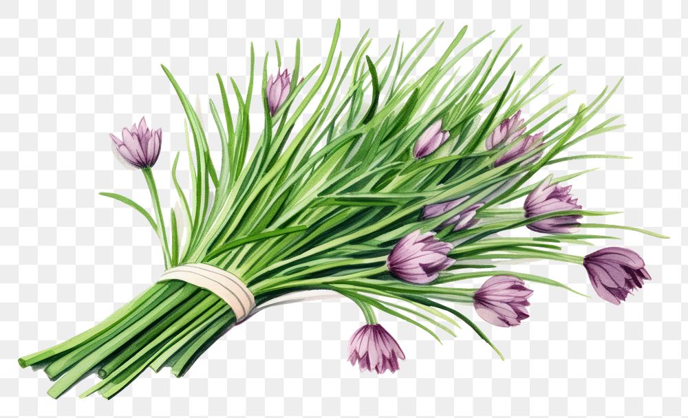 PNG Chives herb flower plant white background.