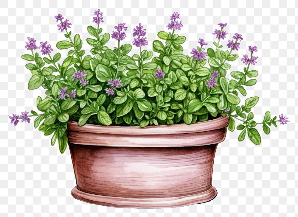 PNG Herb pot herbs flower plant.