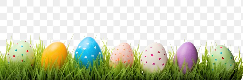 PNG Easter eggs in grass field white background celebration decoration.