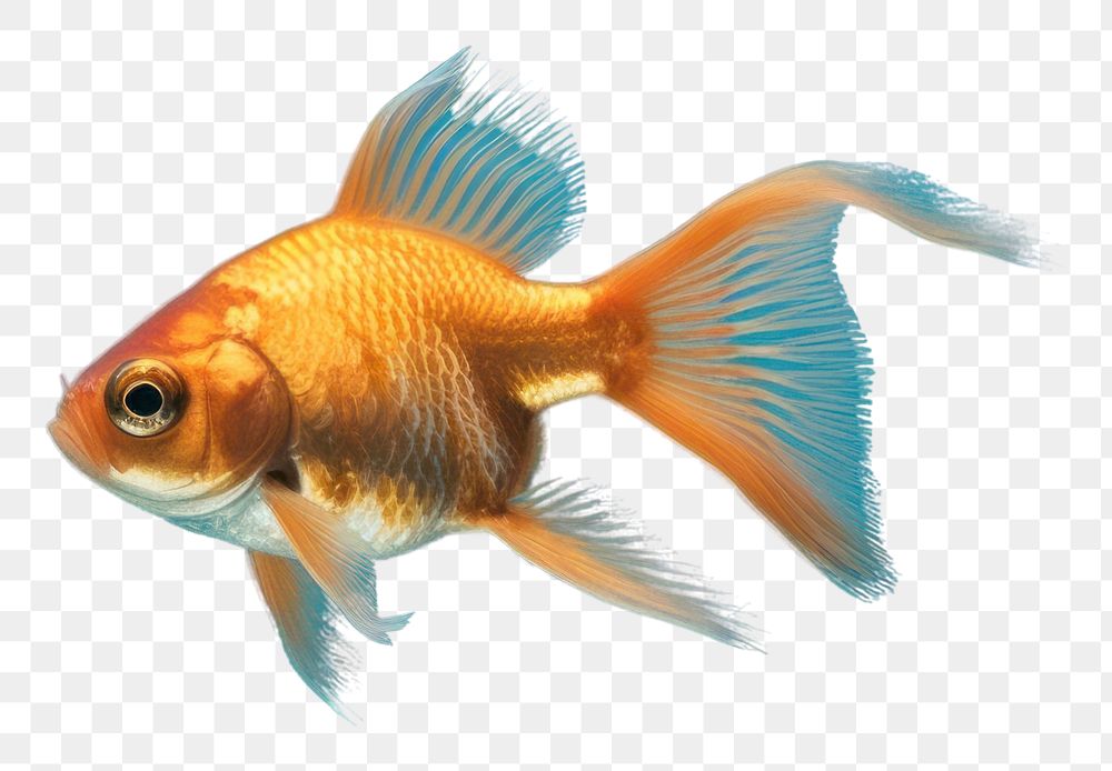 PNG  Orange gold fish goldfish animal blue. AI generated Image by rawpixel.
