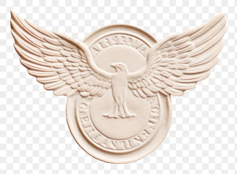 PNG  Seal Wax Stamp an angel wings craft white background representation.