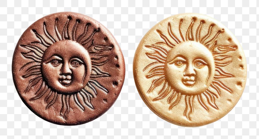 PNG  Seal Wax Stamp sun and moon jewelry face anthropomorphic.