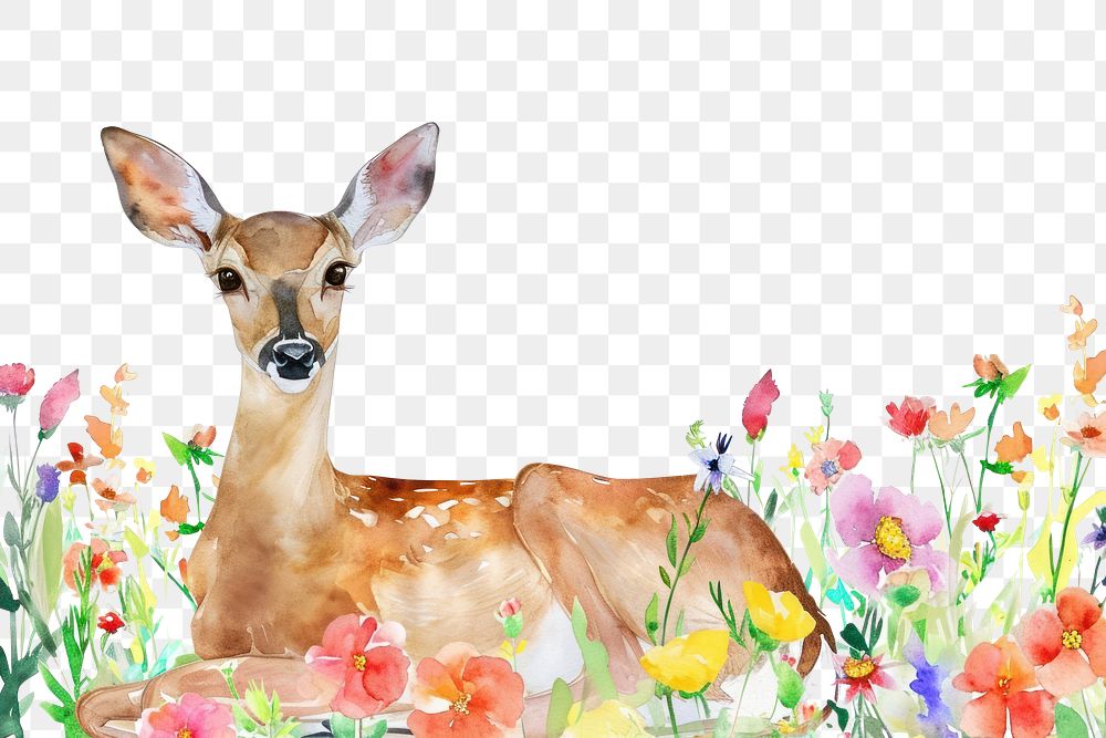 PNG Deer and flowers wildlife animal mammal.