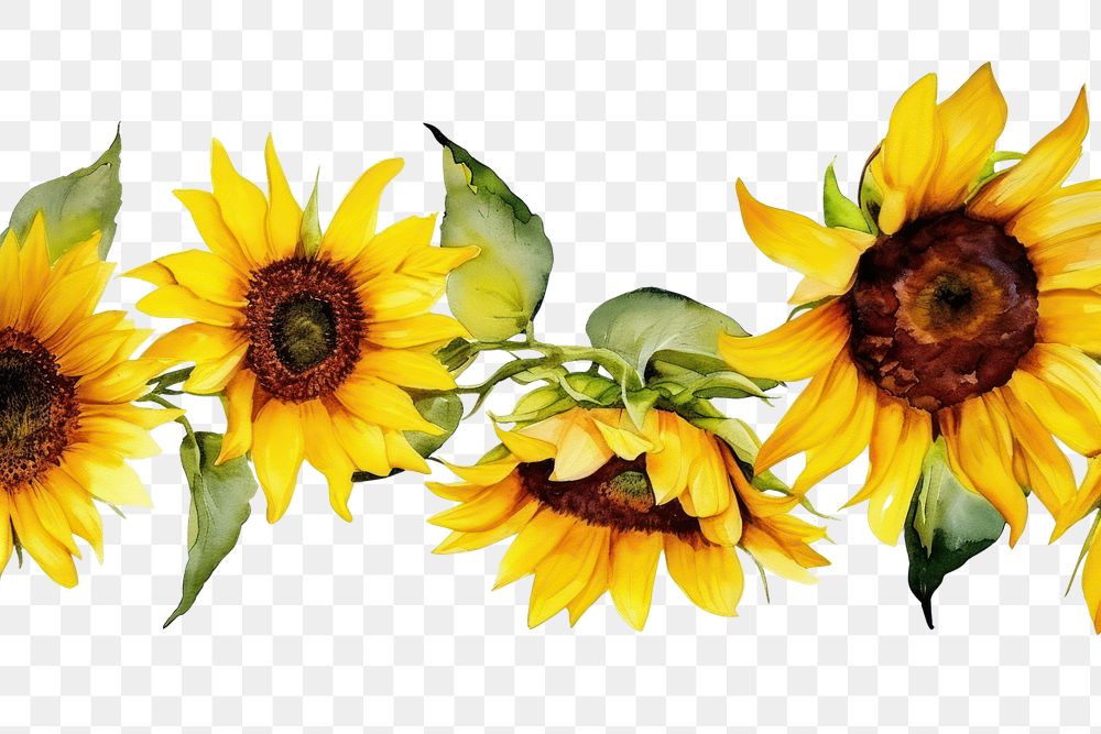 PNG Sunflowers nature plant white background.