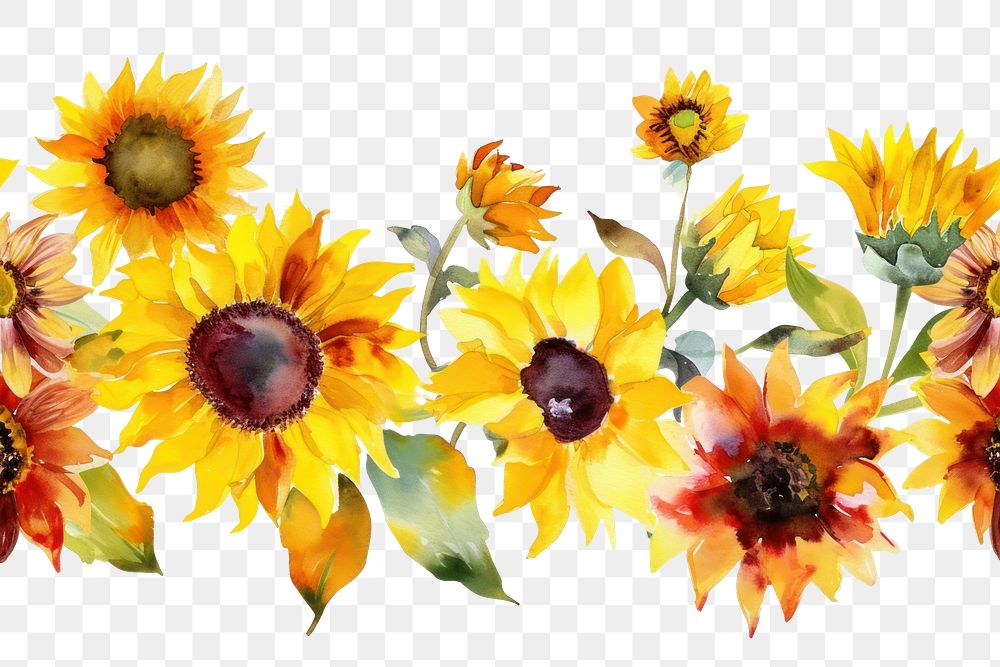 PNG Sunflowers nature plant white background.