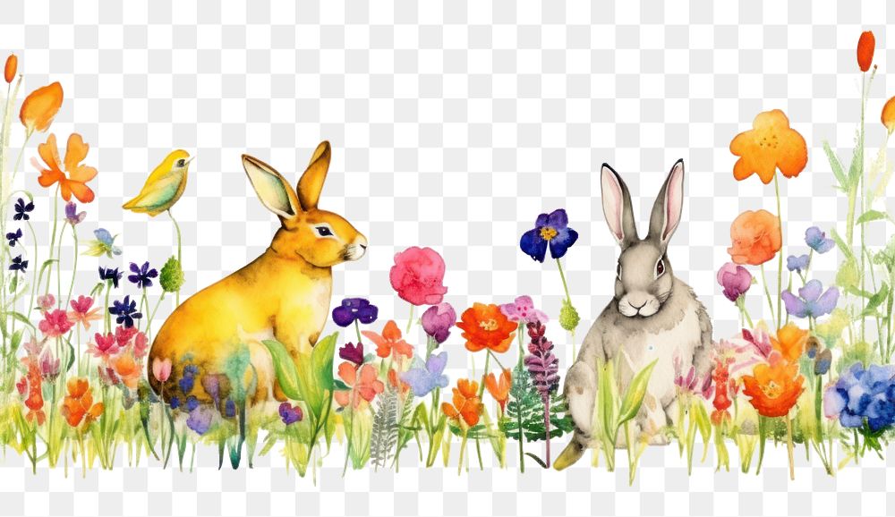 PNG Rabbits and flowers animal mammal rodent.
